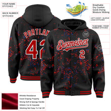 Load image into Gallery viewer, Custom Black Red Royal-White Fragment 3D Pattern Design Bomber Full-Snap Varsity Letterman Hoodie Jacket