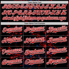 Load image into Gallery viewer, Custom Black Red Royal-White Fragment 3D Pattern Design Bomber Full-Snap Varsity Letterman Hoodie Jacket