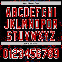 Load image into Gallery viewer, Custom Black Red Royal-White Fragment 3D Pattern Design Bomber Full-Snap Varsity Letterman Hoodie Jacket