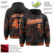 Load image into Gallery viewer, Custom Black Orange Royal-White Fragment 3D Pattern Design Bomber Full-Snap Varsity Letterman Hoodie Jacket