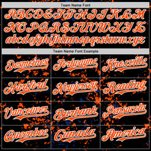 Load image into Gallery viewer, Custom Black Orange Royal-White Fragment 3D Pattern Design Bomber Full-Snap Varsity Letterman Hoodie Jacket