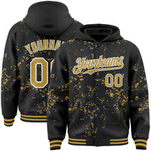 Load image into Gallery viewer, Custom Black Old Gold Royal-White Fragment 3D Pattern Design Bomber Full-Snap Varsity Letterman Hoodie Jacket