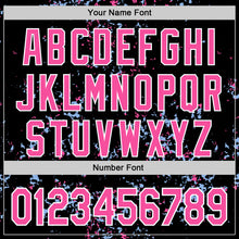 Load image into Gallery viewer, Custom Black Pink Light Blue-White Fragment 3D Pattern Design Bomber Full-Snap Varsity Letterman Hoodie Jacket