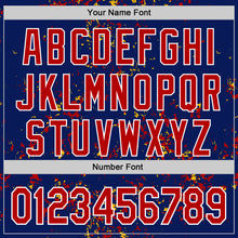 Load image into Gallery viewer, Custom Royal Red Gold-White Fragment 3D Pattern Design Bomber Full-Snap Varsity Letterman Hoodie Jacket