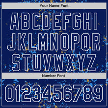 Load image into Gallery viewer, Custom Royal Powder Blue Old Gold-White Fragment 3D Pattern Design Bomber Full-Snap Varsity Letterman Hoodie Jacket