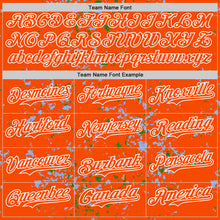 Load image into Gallery viewer, Custom Orange Light Blue Grass Green-White Fragment 3D Pattern Design Bomber Full-Snap Varsity Letterman Hoodie Jacket