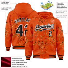 Load image into Gallery viewer, Custom Orange Black Old Gold-White Fragment 3D Pattern Design Bomber Full-Snap Varsity Letterman Hoodie Jacket