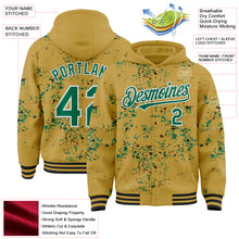 Load image into Gallery viewer, Custom Old Gold Kelly Green Black-White Fragment 3D Pattern Design Bomber Full-Snap Varsity Letterman Hoodie Jacket