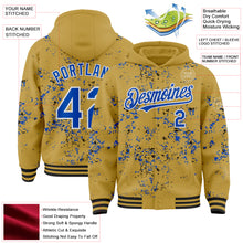 Load image into Gallery viewer, Custom Old Gold Thunder Blue Black-White Fragment 3D Pattern Design Bomber Full-Snap Varsity Letterman Hoodie Jacket