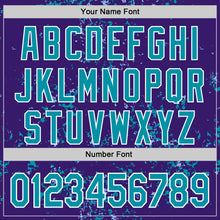 Загрузить изображение в средство просмотра галереи, Custom Purple Teal Light Blue-White Fragment 3D Pattern Design Bomber Full-Snap Varsity Letterman Hoodie Jacket