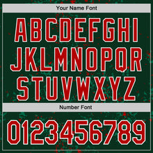 Laden Sie das Bild in den Galerie-Viewer, Custom Green Red Kelly Green-White Fragment 3D Pattern Design Bomber Full-Snap Varsity Letterman Hoodie Jacket