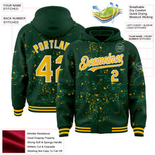 Загрузить изображение в средство просмотра галереи, Custom Green Gold Kelly Green-White Fragment 3D Pattern Design Bomber Full-Snap Varsity Letterman Hoodie Jacket