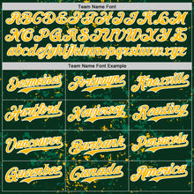 Загрузить изображение в средство просмотра галереи, Custom Green Gold Kelly Green-White Fragment 3D Pattern Design Bomber Full-Snap Varsity Letterman Hoodie Jacket