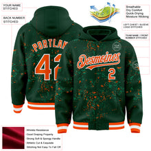Загрузить изображение в средство просмотра галереи, Custom Green Orange Kelly Green-White Fragment 3D Pattern Design Bomber Full-Snap Varsity Letterman Hoodie Jacket
