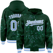 Загрузить изображение в средство просмотра галереи, Custom Green Light Blue Kelly Green-White Fragment 3D Pattern Design Bomber Full-Snap Varsity Letterman Hoodie Jacket