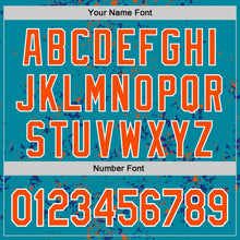 Загрузить изображение в средство просмотра галереи, Custom Teal Orange Royal-White Fragment 3D Pattern Design Bomber Full-Snap Varsity Letterman Hoodie Jacket