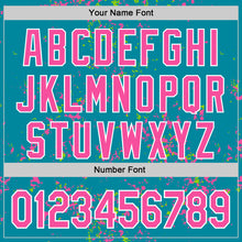 Загрузить изображение в средство просмотра галереи, Custom Teal Pink Neon Green-White Fragment 3D Pattern Design Bomber Full-Snap Varsity Letterman Hoodie Jacket