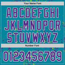 Загрузить изображение в средство просмотра галереи, Custom Teal Purple Neon Green-White Fragment 3D Pattern Design Bomber Full-Snap Varsity Letterman Hoodie Jacket