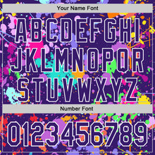 Загрузить изображение в средство просмотра галереи, Custom Graffiti Pattern Purple-White Splash Bomber Full-Snap Varsity Letterman Hoodie Jacket