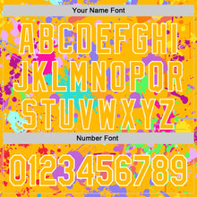 Загрузить изображение в средство просмотра галереи, Custom Graffiti Pattern Gold-White Splash Bomber Full-Snap Varsity Letterman Hoodie Jacket