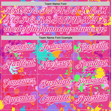 Загрузить изображение в средство просмотра галереи, Custom Graffiti Pattern Pink-White Splash Bomber Full-Snap Varsity Letterman Hoodie Jacket