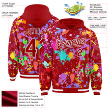 Загрузить изображение в средство просмотра галереи, Custom Graffiti Pattern Red-White Splash Bomber Full-Snap Varsity Letterman Hoodie Jacket