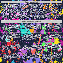 Загрузить изображение в средство просмотра галереи, Custom Graffiti Pattern Navy-White Splash Bomber Full-Snap Varsity Letterman Hoodie Jacket