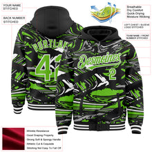 Загрузить изображение в средство просмотра галереи, Custom Figure Aurora Green Black-White Fluid Bomber Full-Snap Varsity Letterman Hoodie Jacket