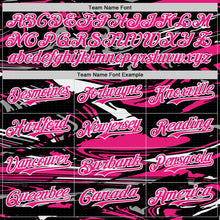 Загрузить изображение в средство просмотра галереи, Custom Figure Hot Pink Black-White Fluid Bomber Full-Snap Varsity Letterman Hoodie Jacket