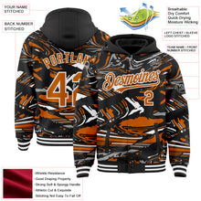 Charger l'image dans la galerie, Custom Figure Texas Orange Black-White Fluid Bomber Full-Snap Varsity Letterman Hoodie Jacket