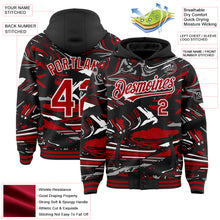Загрузить изображение в средство просмотра галереи, Custom Figure Red Black-White Fluid Bomber Full-Snap Varsity Letterman Hoodie Jacket
