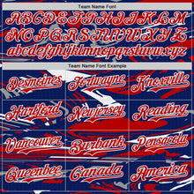 Загрузить изображение в средство просмотра галереи, Custom Figure Red Royal-White Fluid Bomber Full-Snap Varsity Letterman Hoodie Jacket