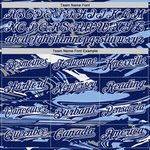 Загрузить изображение в средство просмотра галереи, Custom Figure Royal Light Blue-White Fluid Bomber Full-Snap Varsity Letterman Hoodie Jacket