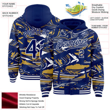 Загрузить изображение в средство просмотра галереи, Custom Figure Royal Old Gold-White Fluid Bomber Full-Snap Varsity Letterman Hoodie Jacket