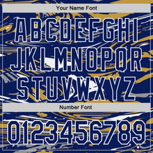 Загрузить изображение в средство просмотра галереи, Custom Figure Royal Old Gold-White Fluid Bomber Full-Snap Varsity Letterman Hoodie Jacket