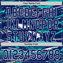 Загрузить изображение в средство просмотра галереи, Custom Figure Royal Aqua-White Fluid Bomber Full-Snap Varsity Letterman Hoodie Jacket