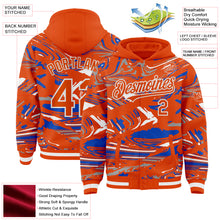 Загрузить изображение в средство просмотра галереи, Custom Figure Orange Thunder Blue-White Fluid Bomber Full-Snap Varsity Letterman Hoodie Jacket