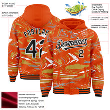 Загрузить изображение в средство просмотра галереи, Custom Figure Black Orange Old Gold-White Fluid Bomber Full-Snap Varsity Letterman Hoodie Jacket