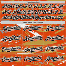 Загрузить изображение в средство просмотра галереи, Custom Figure Black Orange Old Gold-White Fluid Bomber Full-Snap Varsity Letterman Hoodie Jacket