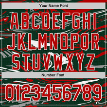 Загрузить изображение в средство просмотра галереи, Custom Figure Red Green-White Fluid Bomber Full-Snap Varsity Letterman Hoodie Jacket