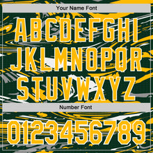 Charger l'image dans la galerie, Custom Figure Gold Green-White Fluid Bomber Full-Snap Varsity Letterman Hoodie Jacket