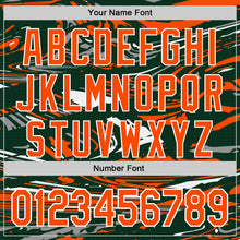 Charger l'image dans la galerie, Custom Figure Orange Green-White Fluid Bomber Full-Snap Varsity Letterman Hoodie Jacket