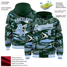 Загрузить изображение в средство просмотра галереи, Custom Figure Light Blue Green-White Fluid Bomber Full-Snap Varsity Letterman Hoodie Jacket