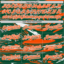 Загрузить изображение в средство просмотра галереи, Custom Figure Orange Kelly Green-White Fluid Bomber Full-Snap Varsity Letterman Hoodie Jacket