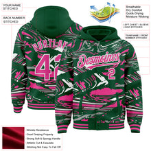 Загрузить изображение в средство просмотра галереи, Custom Figure Pink Kelly Green-White Fluid Bomber Full-Snap Varsity Letterman Hoodie Jacket