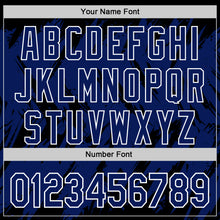 Загрузить изображение в средство просмотра галереи, Custom Black Royal-White Abstract Sharp Shape Fragment 3D Pattern Design Bomber Full-Snap Varsity Letterman Hoodie Jacket