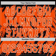 Загрузить изображение в средство просмотра галереи, Custom Black Orange-White Abstract Sharp Shape Fragment 3D Pattern Design Bomber Full-Snap Varsity Letterman Hoodie Jacket