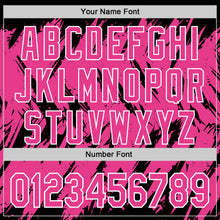 Загрузить изображение в средство просмотра галереи, Custom Black Pink-White Abstract Sharp Shape Fragment 3D Pattern Design Bomber Full-Snap Varsity Letterman Hoodie Jacket