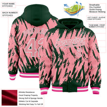 Load image into Gallery viewer, Custom Green Medium Pink-White Abstract Sharp Shape Fragment 3D Pattern Design Bomber Full-Snap Varsity Letterman Hoodie Jacket