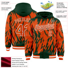 Load image into Gallery viewer, Custom Green Orange-White Abstract Sharp Shape Fragment 3D Pattern Design Bomber Full-Snap Varsity Letterman Hoodie Jacket